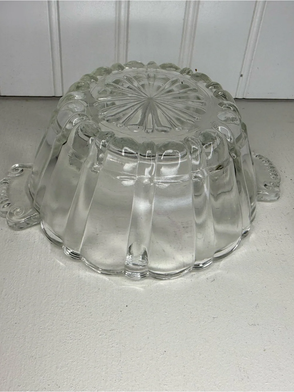 Vintage Anchor Hocking Old Cafe 16 hole clear glass Flower Frog bowl, circa 1930
